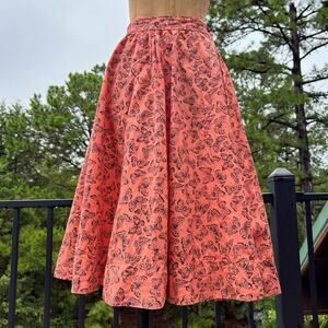 Vintage 40s/50s Hand Dyed Butterfly Pattern Full Circle Skirt XS S